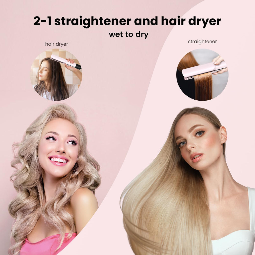 slopehill 2-in-1 Haarglätter Bürste mit Föhn – Warmluftbürste für glattes, glänzendes Haar | Schwarz